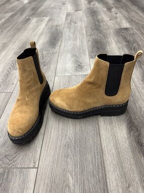 Marc Fisher Tan Suede Chelsea Lug Sole Boots